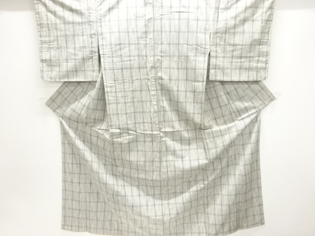 格子模様織出し手織り紬着物